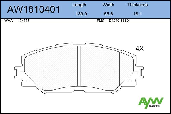 Aywiparts AW1810401 Brake Pad Set, disc brake AW1810401: Buy near me at 2407.PL in Poland at an Affordable price!