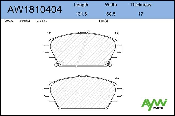 Aywiparts AW1810404 Brake Pad Set, disc brake AW1810404: Buy near me in Poland at 2407.PL - Good price!