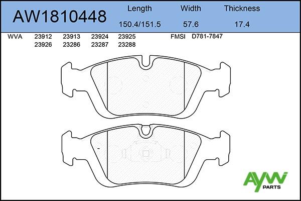 Aywiparts AW1810448 Brake Pad Set, disc brake AW1810448: Buy near me in Poland at 2407.PL - Good price!