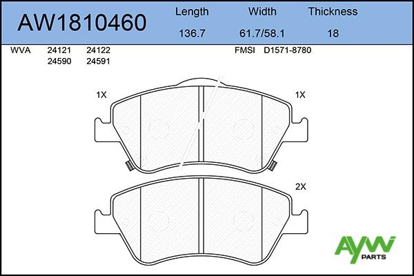 Aywiparts AW1810460 Brake Pad Set, disc brake AW1810460: Buy near me in Poland at 2407.PL - Good price!