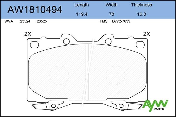 Aywiparts AW1810494 Brake Pad Set, disc brake AW1810494: Buy near me in Poland at 2407.PL - Good price!