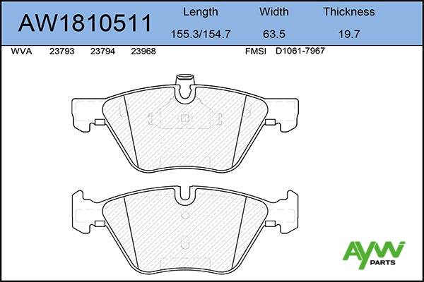 Aywiparts AW1810511 Brake Pad Set, disc brake AW1810511: Buy near me in Poland at 2407.PL - Good price!