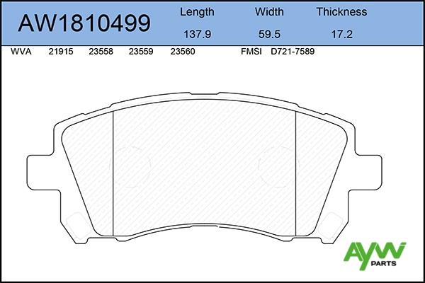 Aywiparts AW1810499 Brake Pad Set, disc brake AW1810499: Buy near me in Poland at 2407.PL - Good price!