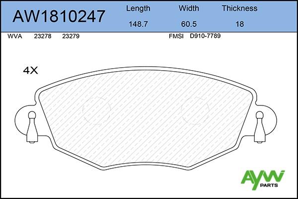 Aywiparts AW1810247 Brake Pad Set, disc brake AW1810247: Buy near me in Poland at 2407.PL - Good price!