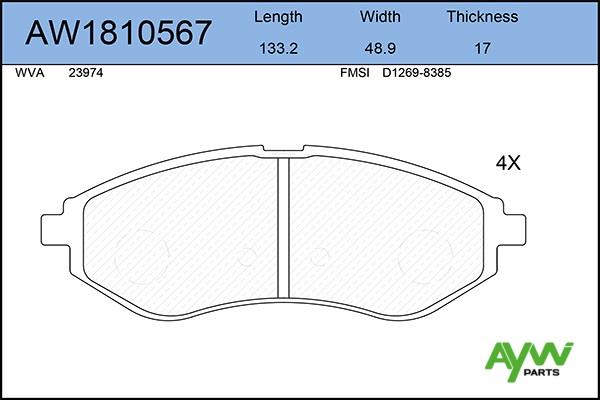 Aywiparts AW1810567 Klocki hamulcowe, zestaw AW1810567: Dobra cena w Polsce na 2407.PL - Kup Teraz!