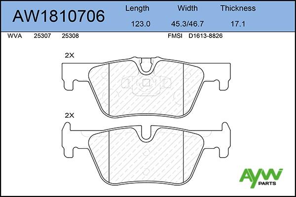 Aywiparts AW1810706 Klocki hamulcowe, zestaw AW1810706: Dobra cena w Polsce na 2407.PL - Kup Teraz!