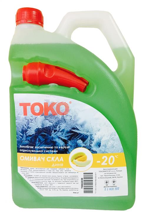Toko T9902039 Winter windshield washer fluid, -20°C, Melon, 4l T9902039: Buy near me at 2407.PL in Poland at an Affordable price!