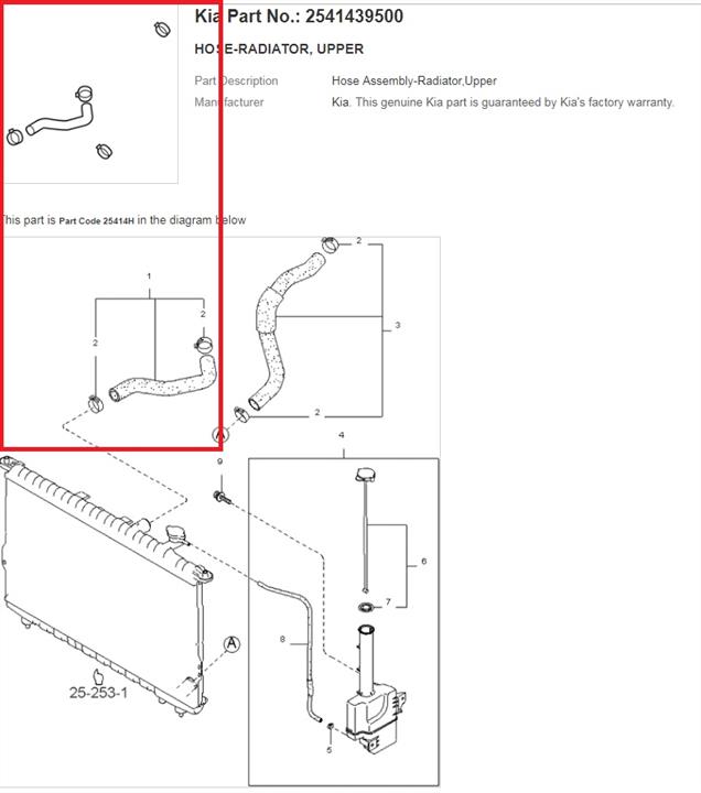 Hyundai/Kia 25414 39500 Патрубок системы охлаждения 2541439500: Отличная цена - Купить в Польше на 2407.PL!