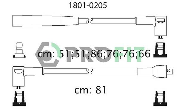 Profit 1801-0205 Ignition cable kit 18010205: Buy near me in Poland at 2407.PL - Good price!