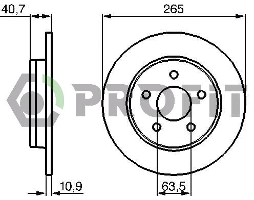 Profit 5010-1226 Rear brake disc, non-ventilated 50101226: Buy near me in Poland at 2407.PL - Good price!