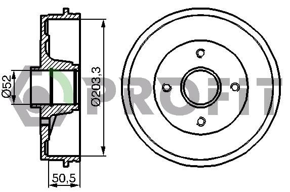 Profit 5020-0076 Rear brake drum 50200076: Buy near me in Poland at 2407.PL - Good price!