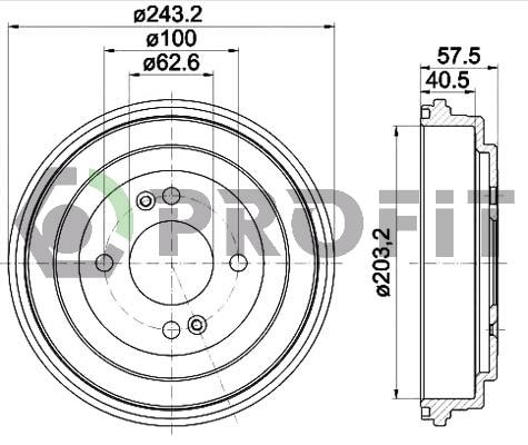 Profit 5020-0039 Rear brake drum 50200039: Buy near me in Poland at 2407.PL - Good price!
