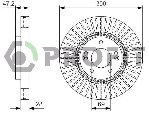 Profit 5010-1630 Front brake disc ventilated 50101630: Buy near me in Poland at 2407.PL - Good price!