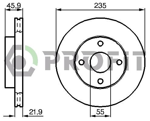Profit 5010-1104 Front brake disc ventilated 50101104: Buy near me in Poland at 2407.PL - Good price!