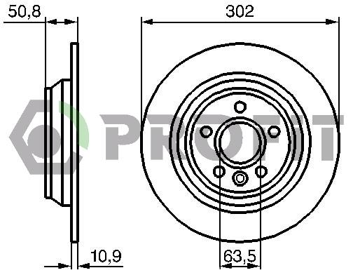 Profit 5010-1616 Rear brake disc, non-ventilated 50101616: Buy near me in Poland at 2407.PL - Good price!
