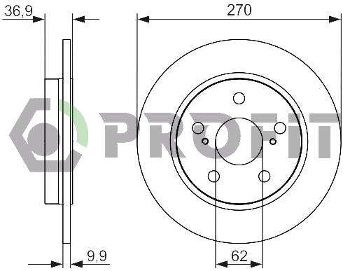 Profit 5010-1645 Rear brake disc, non-ventilated 50101645: Buy near me in Poland at 2407.PL - Good price!