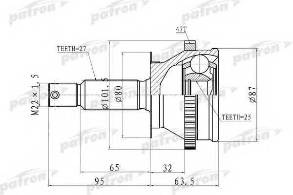 Patron PCV8728 CV joint PCV8728: Buy near me in Poland at 2407.PL - Good price!