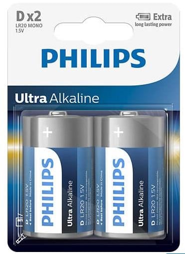 Philips LR20E2B/10 Батарейка Ultra Alkaline D, 1,5V LR20E2B10: Приваблива ціна - Купити у Польщі на 2407.PL!