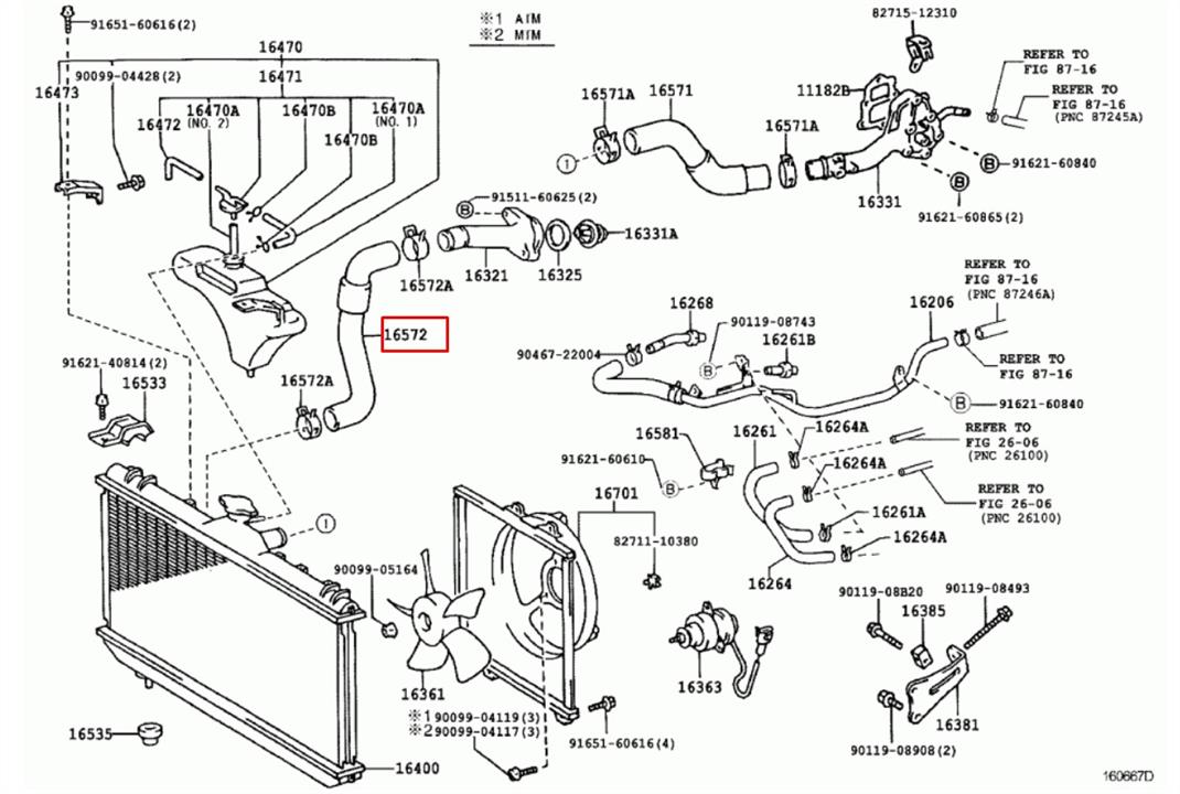 Toyota 16572-64200 Przewód układu chłodzenia 1657264200: Dobra cena w Polsce na 2407.PL - Kup Teraz!