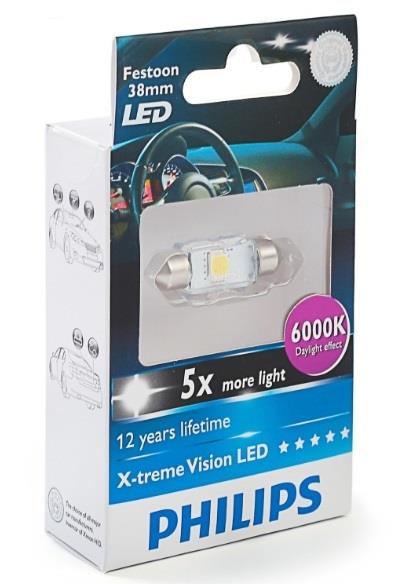 Philips 12859X1 Лампа світлодіодна Philips X-Treme Vision LED Festoon 38 12V SV8,5 12859X1: Приваблива ціна - Купити у Польщі на 2407.PL!