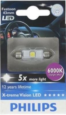 Philips 12946 1LED LED lamp Philips X-TremeUltinon LED Festoon 43 12V SV8,5 129461LED: Buy near me in Poland at 2407.PL - Good price!