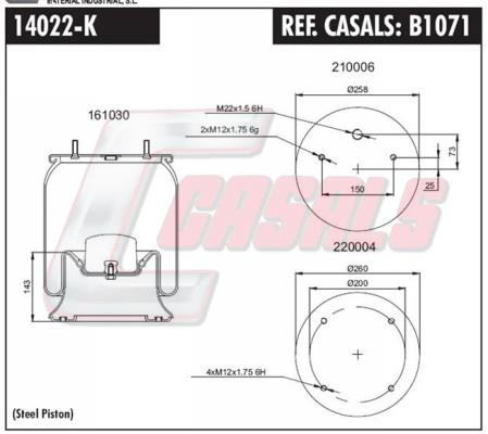 Casals B1071 Кожух пневматической рессоры B1071: Отличная цена - Купить в Польше на 2407.PL!