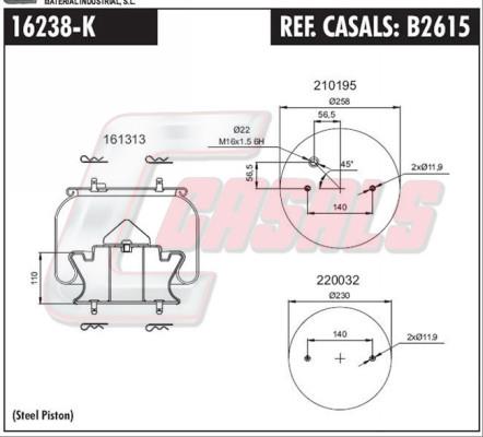Casals B2615 Кожух пневматической рессоры B2615: Отличная цена - Купить в Польше на 2407.PL!