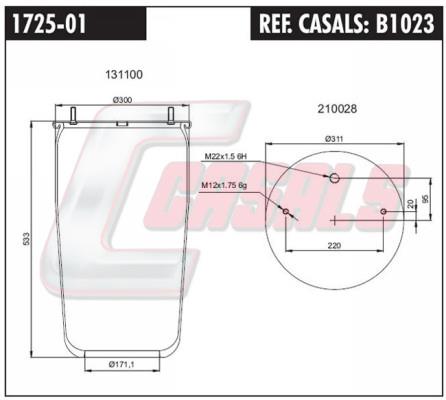 Casals B1023 Кожух пневматической рессоры B1023: Отличная цена - Купить в Польше на 2407.PL!