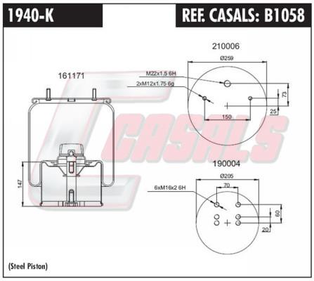 Casals B1058 Boot, air suspension B1058: Buy near me in Poland at 2407.PL - Good price!