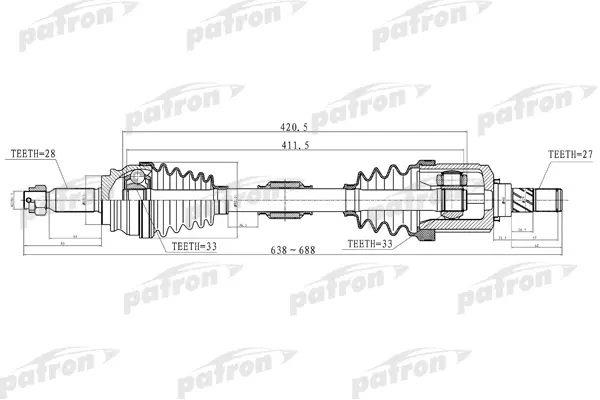 Patron PDS2033 Drive shaft PDS2033: Buy near me in Poland at 2407.PL - Good price!