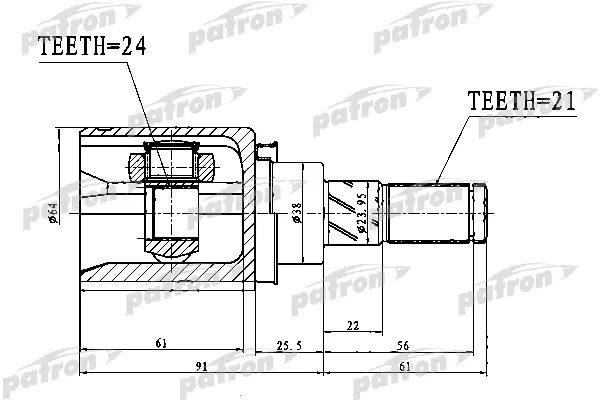 Patron PCV1761 Шарнір рівних кутових швидкостей (ШРКШ) PCV1761: Приваблива ціна - Купити у Польщі на 2407.PL!