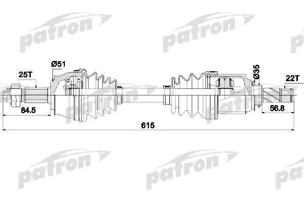 Patron PDS0288 Drive shaft PDS0288: Buy near me in Poland at 2407.PL - Good price!