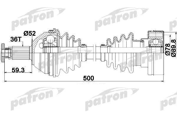 Patron PDS0206 Drive shaft PDS0206: Buy near me in Poland at 2407.PL - Good price!