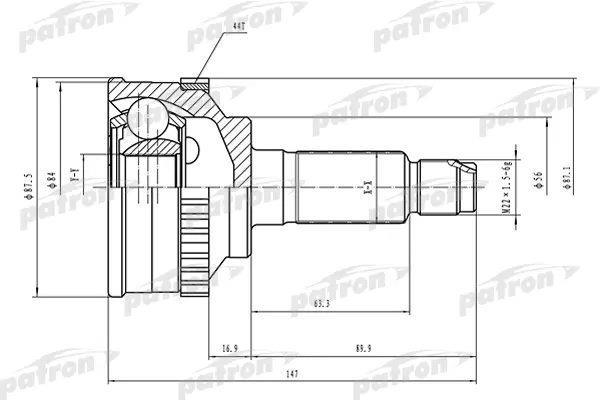 Patron PCV1464 Joint of equal angular velocities (CV joint), outer PCV1464: Buy near me in Poland at 2407.PL - Good price!