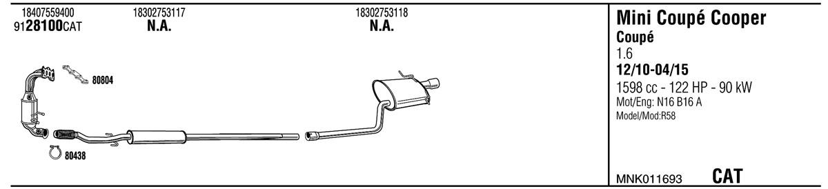 Walker MNK011693 Exhaust system MNK011693: Buy near me at 2407.PL in Poland at an Affordable price!