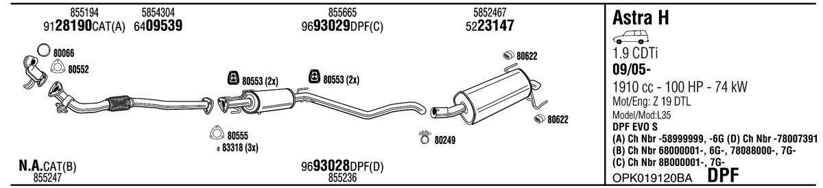 Walker OPK019120BA Exhaust system OPK019120BA: Buy near me in Poland at 2407.PL - Good price!