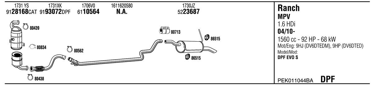 Walker PEK011044BA Exhaust system PEK011044BA: Buy near me in Poland at 2407.PL - Good price!