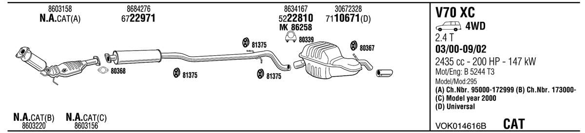 Walker VOK014616B Exhaust system VOK014616B: Buy near me in Poland at 2407.PL - Good price!