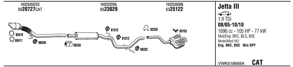 Walker VWK018668A Система випуску відпрацьованих газів VWK018668A: Приваблива ціна - Купити у Польщі на 2407.PL!