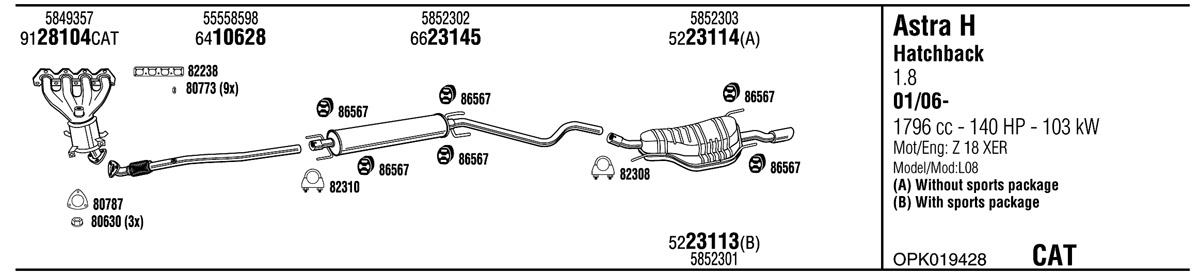 Walker OPK019428 Exhaust system OPK019428: Buy near me in Poland at 2407.PL - Good price!