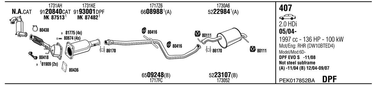 Walker PEK017852BA Система випуску відпрацьованих газів PEK017852BA: Приваблива ціна - Купити у Польщі на 2407.PL!