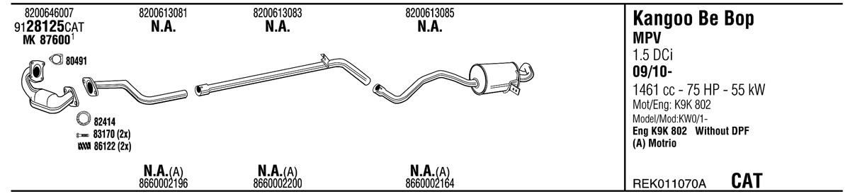 Walker REK011070A Abgasanlage REK011070A: Kaufen Sie zu einem guten Preis in Polen bei 2407.PL!