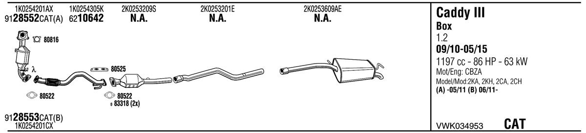 Walker VWK034953 Exhaust system VWK034953: Buy near me in Poland at 2407.PL - Good price!