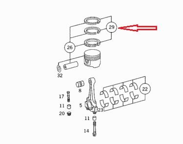 Mercedes A 002 030 56 24 Кільця поршневі, комплект A0020305624: Приваблива ціна - Купити у Польщі на 2407.PL!