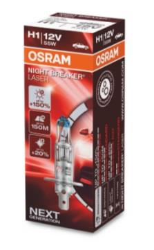 Osram 64150NL Лампа галогенная Osram Night Breaker Laser +150% 12В H1 55Вт +150% 64150NL: Отличная цена - Купить в Польше на 2407.PL!