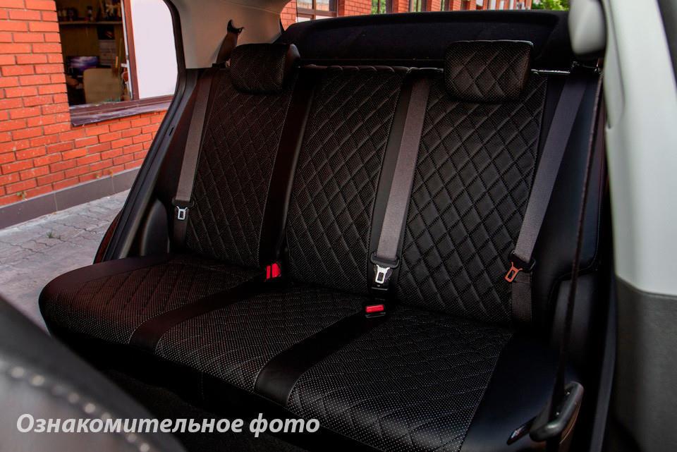 Чехлы салона Ford Mondeo V 2014- Эко-кожа, Ромб &#x2F;черные Seintex 88936