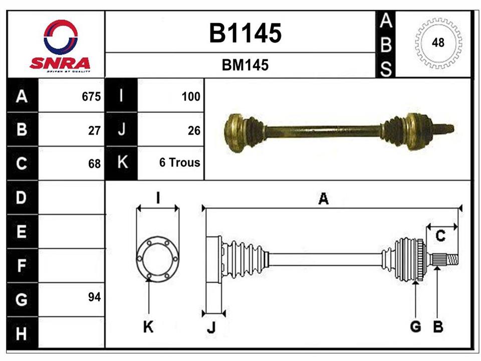 SNRA B1145 Вал приводной B1145: Отличная цена - Купить в Польше на 2407.PL!