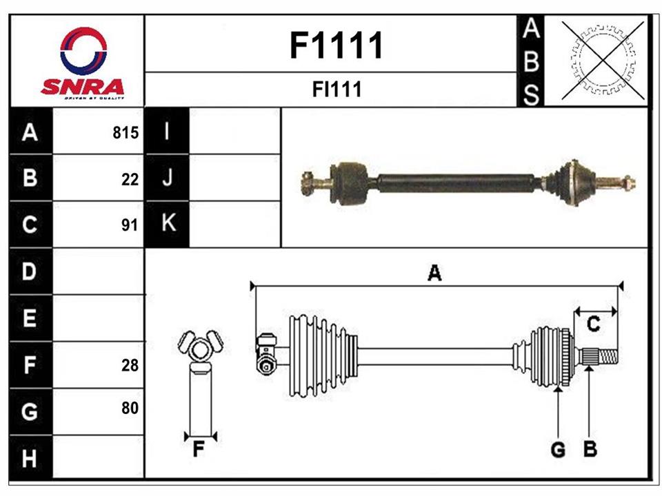 SNRA F1111 Вал привідний F1111: Приваблива ціна - Купити у Польщі на 2407.PL!
