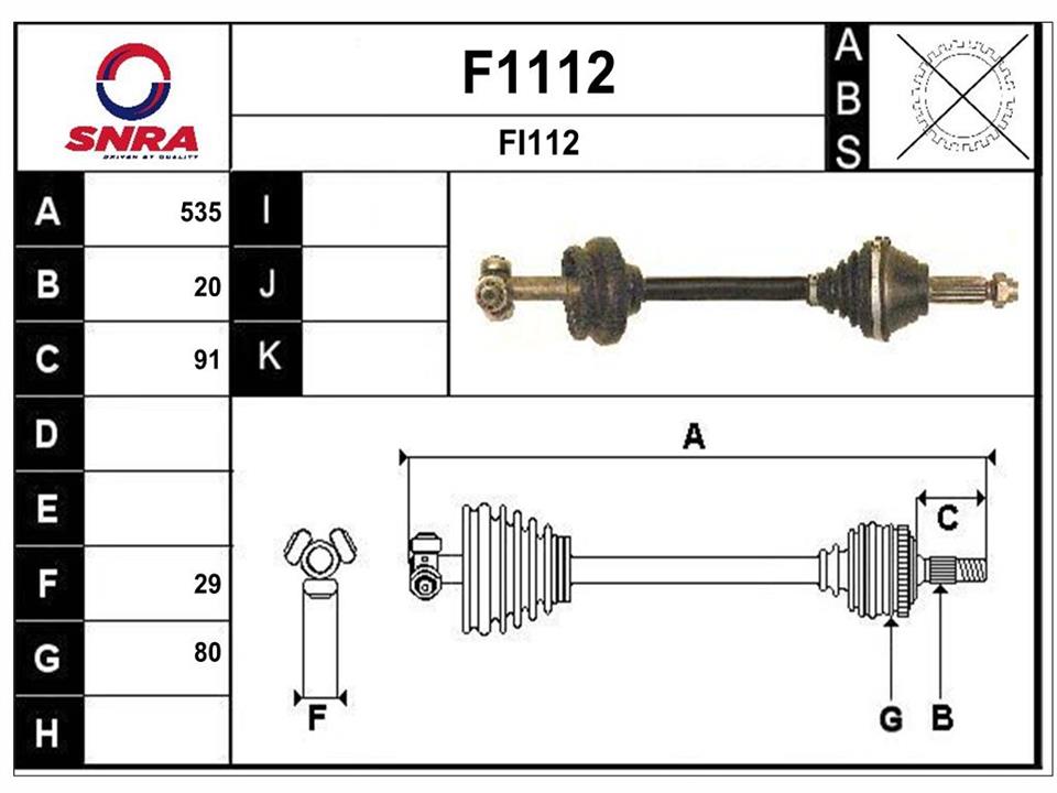 SNRA F1112 Drive shaft F1112: Buy near me in Poland at 2407.PL - Good price!