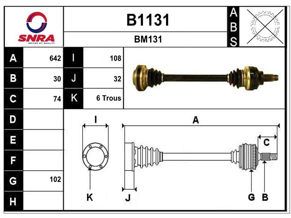 SNRA B1131 Drive shaft B1131: Buy near me in Poland at 2407.PL - Good price!